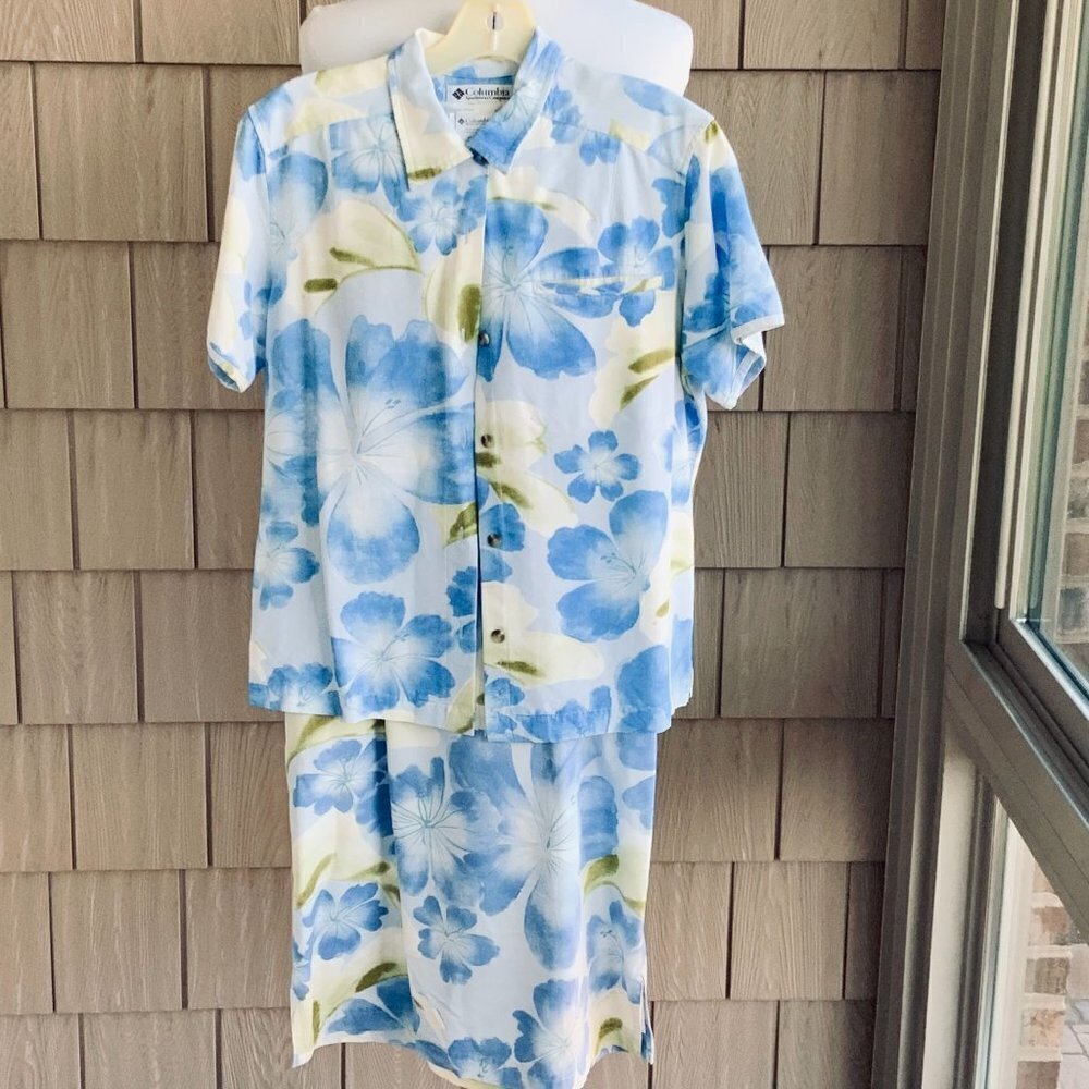 COLUMBIA SPORTSWEAR 2 PIECE DRESS SHIRT POLY BLEND OFFICE SUMMER LADIES S - Picture 12 of 14